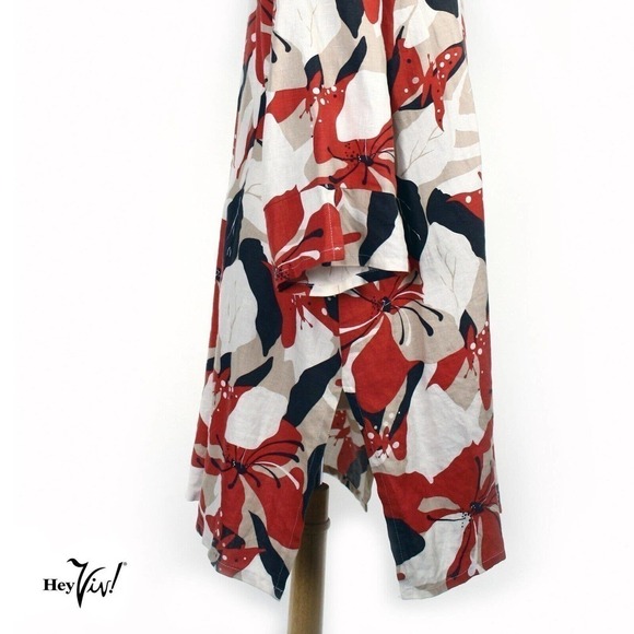 Vintage Linen Tunic Style Shirt Side Vents C&A Canda Collection Sz XL - Hey Viv - Picture 4 of 7